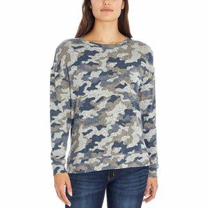 Three Dots Women's Cozy Tunic Color Multi Navy Blue Gray Camo